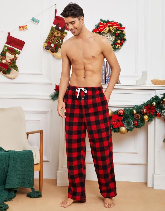 U2SKIIN Pyjamahose Herren lang kariert Schlafhose Schlafanzughosen für Herren Fleece Pyjama Hosen Na
