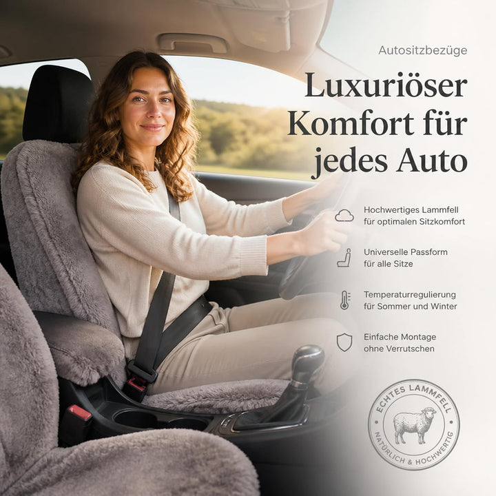 Leibersperger-Felle Autositzbezug/Autofell Premium aus hochwertigem Lammfell – 2 Stück – Universelle