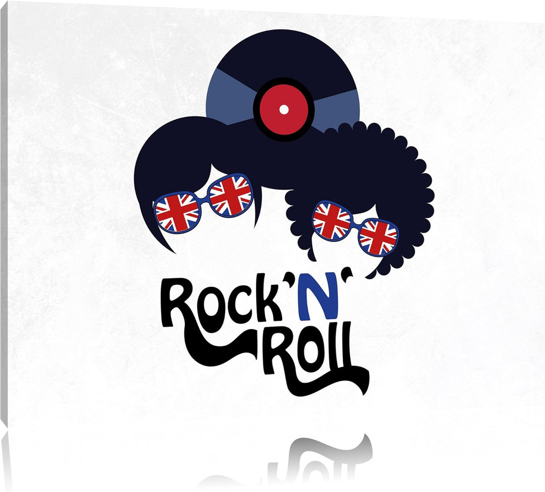Pixxprint Rock 'n' Roll Schallplatte als Leinwandbild/Grösse: 100x70 cm/Wandbild/Kunstdruck/fertig b