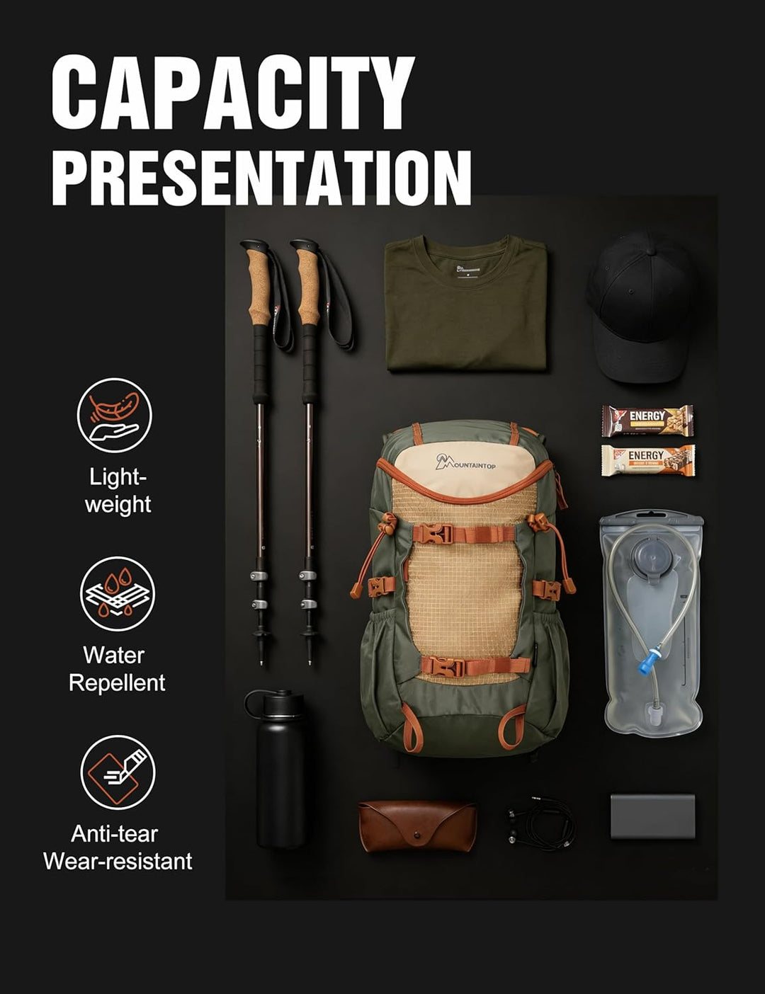 Mountaintop 20L Wanderrucksack Herren Damen Trekkingrucksack Reiserucksack Outdoor Rucksack Trekking