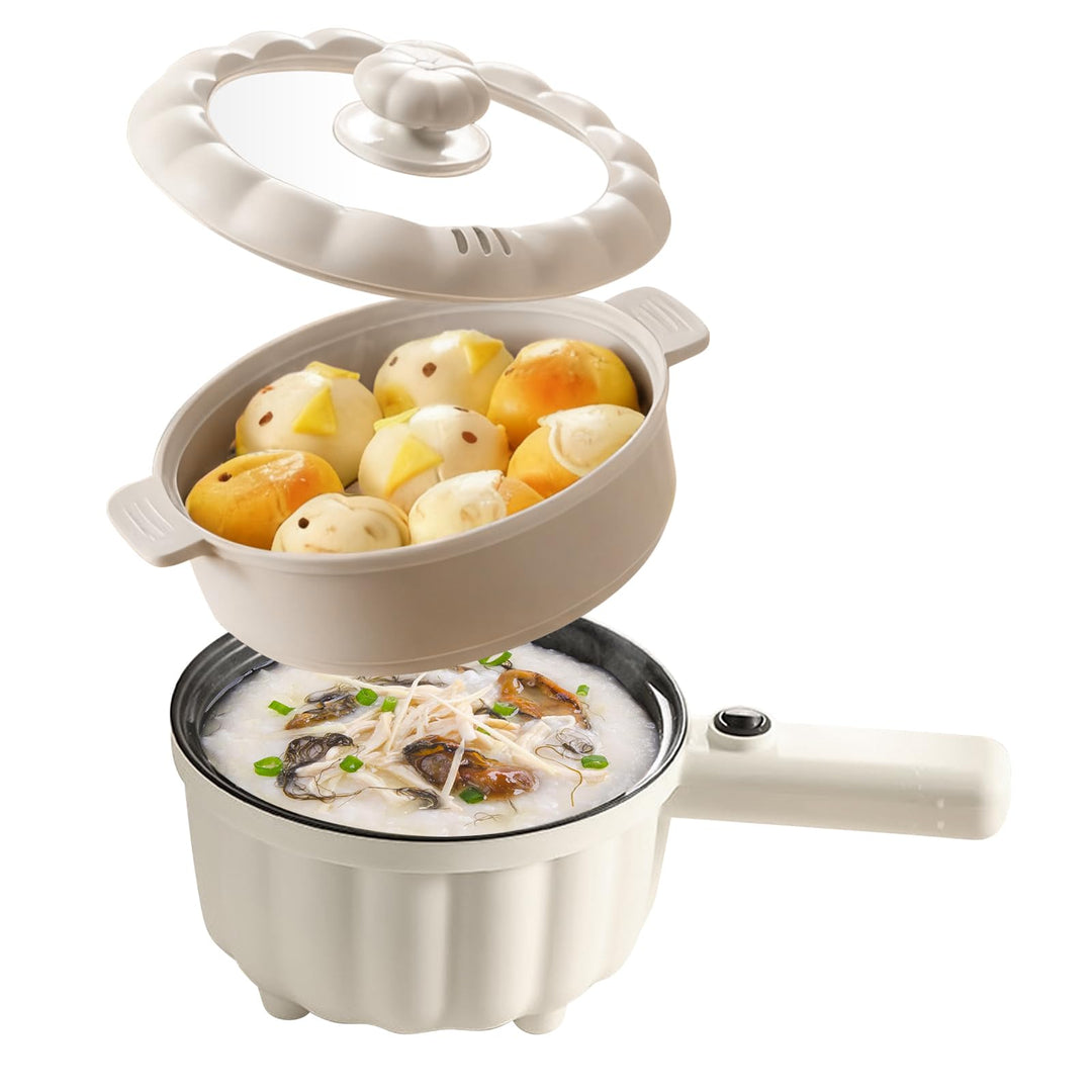 Elektrische Hot Pot Topf 2L Mit Dampfgarer, Elektrischer Hot Pot, Mini Antihaft Multikocher, Antihaf