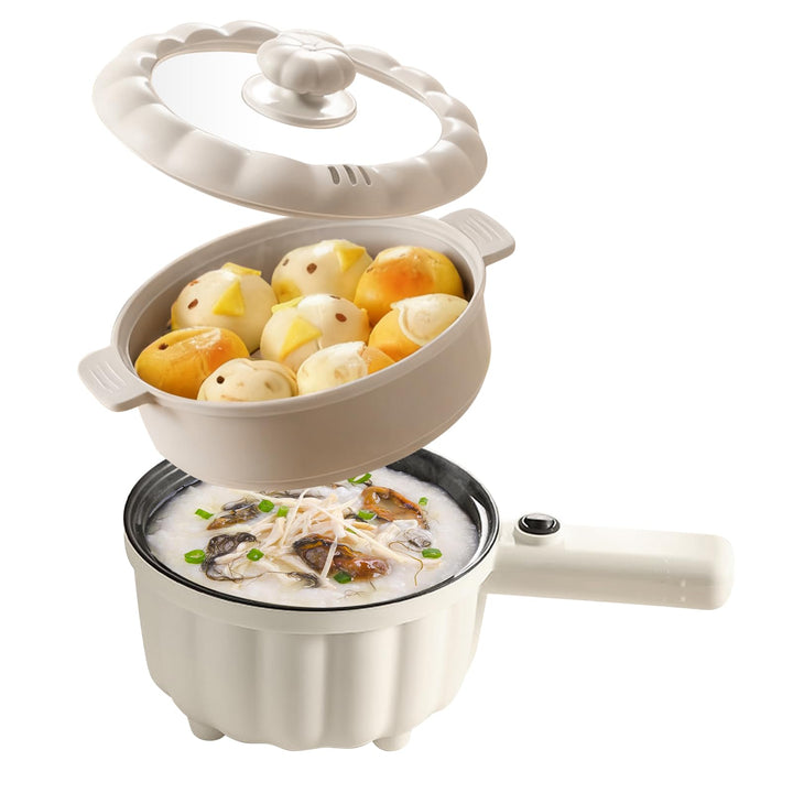 Elektrische Hot Pot Topf 2L Mit Dampfgarer, Elektrischer Hot Pot, Mini Antihaft Multikocher, Antihaf