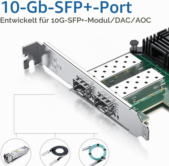 10Gb SFP+ PCI-E Netzwerkkarte NIC, Compare to Intel X520-DA2, with Intel 82599ES Chip, Dual SFP+ Por