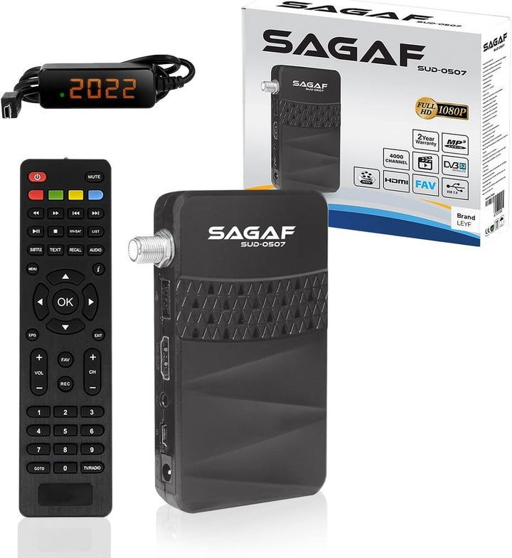 LEYF & Sagaf SUD-0507 Mini Sat Receiver DVB-S2 Full HD 1080p Digital Receiver (HDTV, Scart, USB), SU