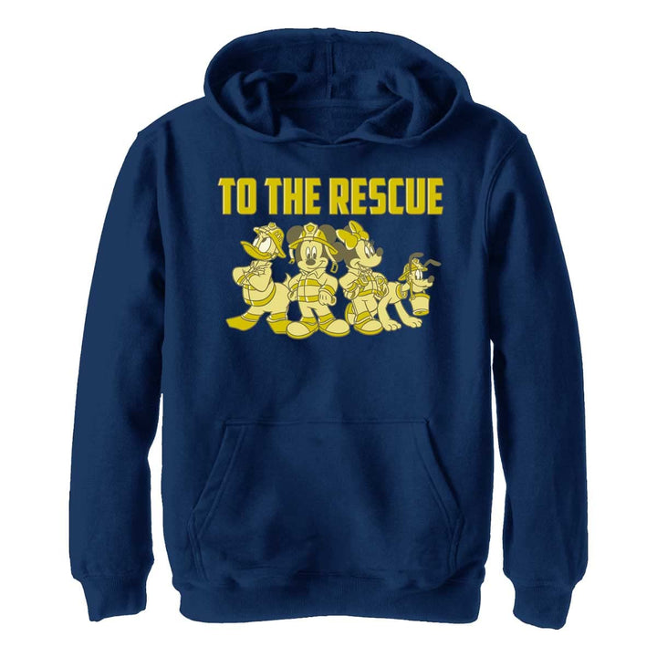 Disney Characters Thanks Firefighters Boy's Hooded Pullover Fleece, Navy Blue Heather, Small