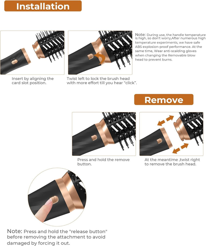 Hair Styler 6 in 1 Airstyler Haarstyler avec 6 accessoires Rundbürstenföhn, Warmluftbürste, Thermal
