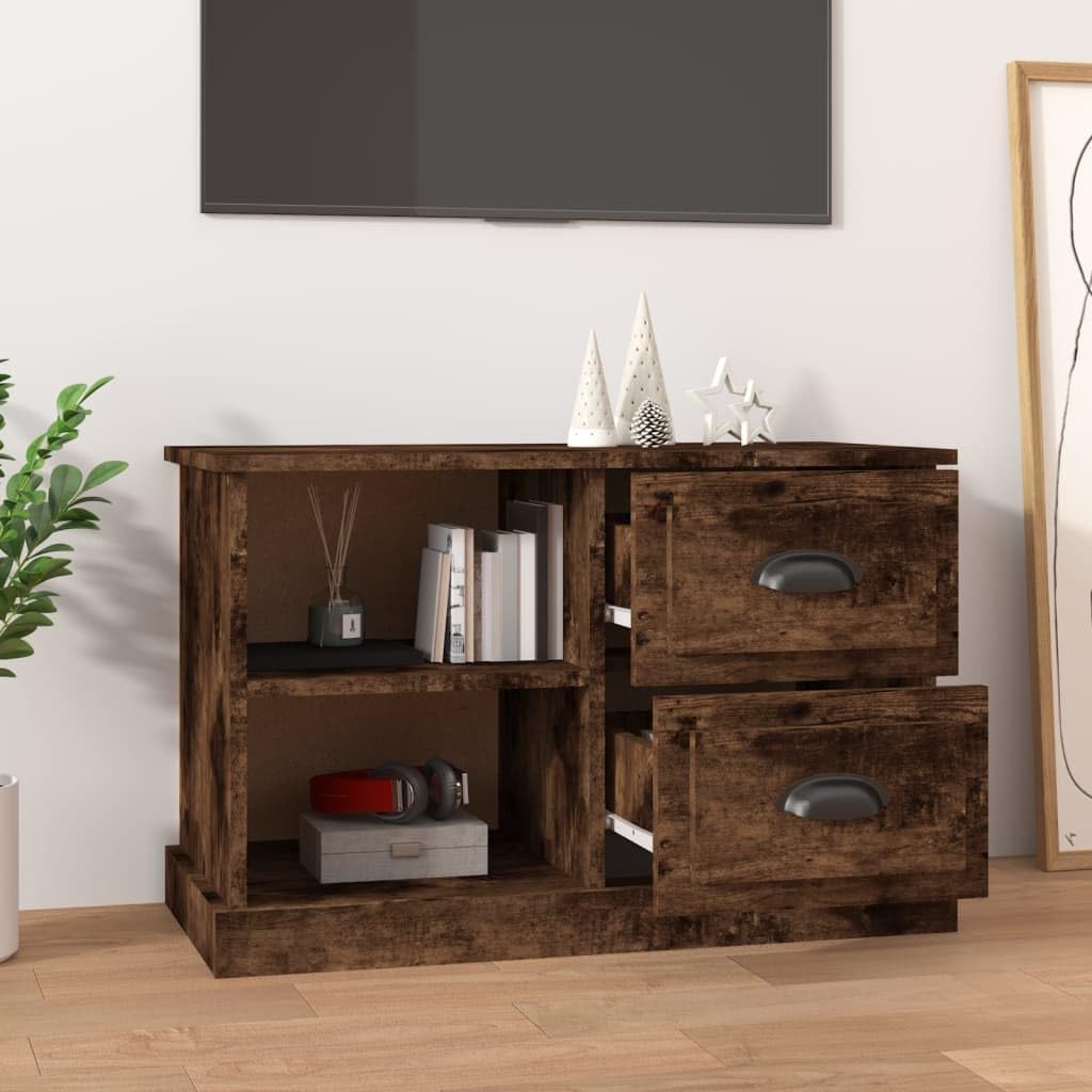 vidaXL TV Schrank, Fernsehtisch mit 2 Schubladen 2 Fächern, Fernsehschrank Lowboard für Wohnzimmer S