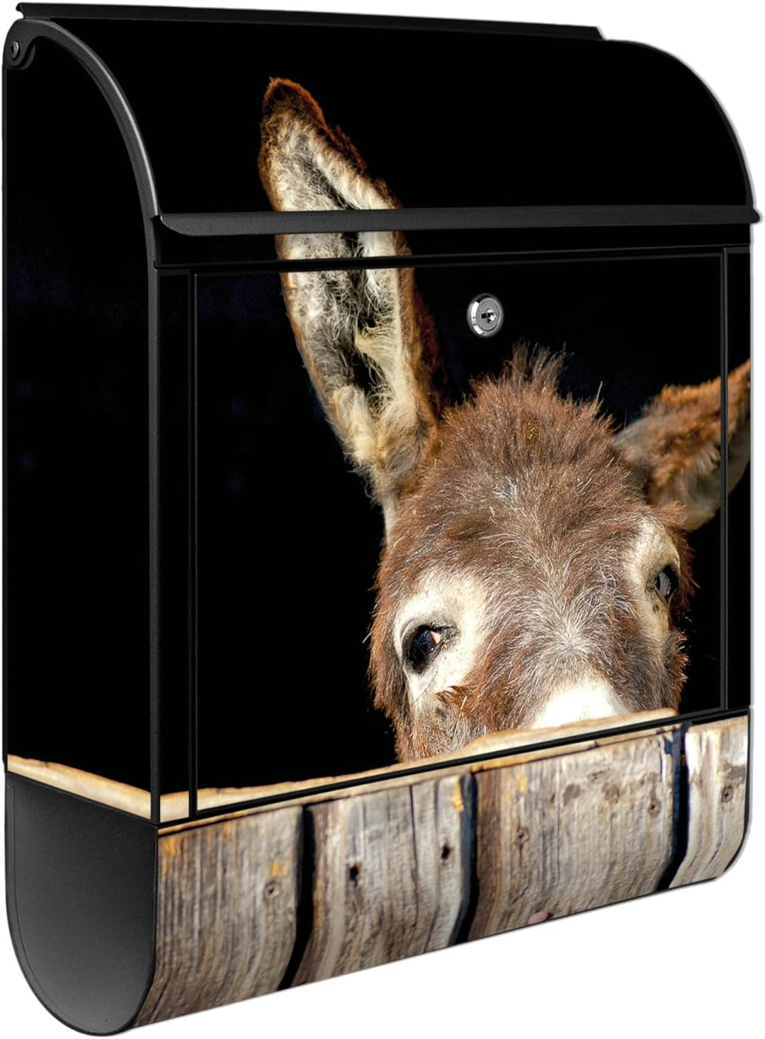 banjado® Design Briefkasten mit Esel 38,5x46,5x13cm & 2 Schlüssel - Briefkasten Stahl schwarz mit Ze