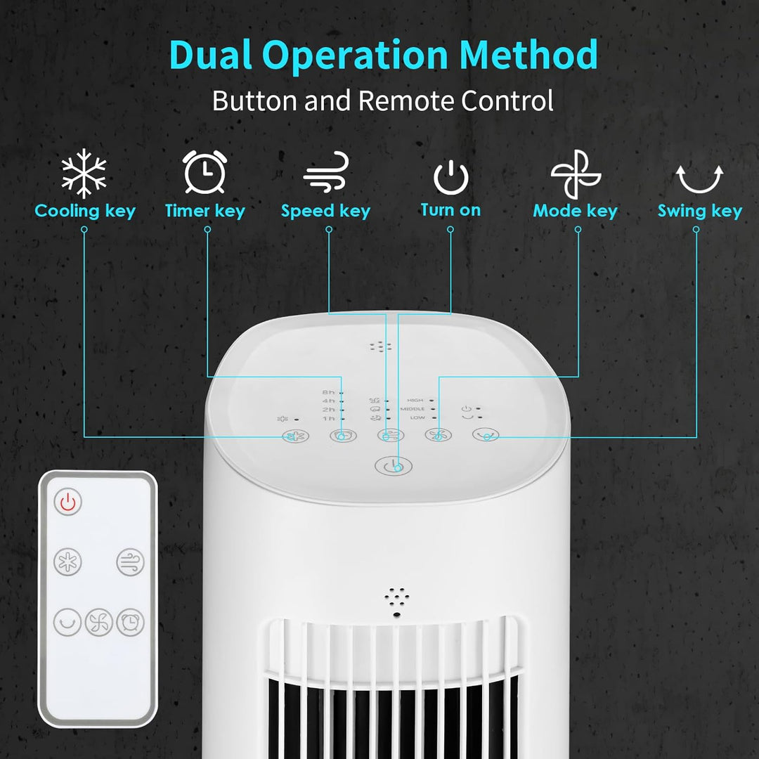 LIFERUN Turmventilator Ventilator Aroma-Funktion mit Kühlung Wasserkühlung mit Fernbedienung Standve