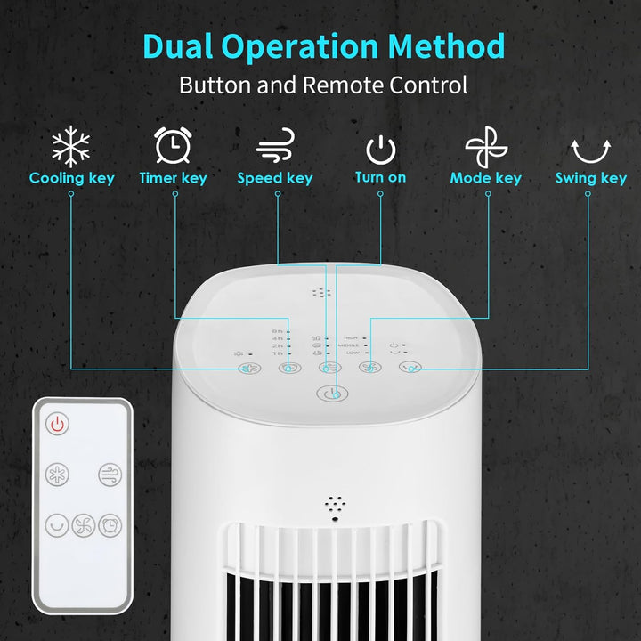 LIFERUN Turmventilator Ventilator Aroma-Funktion mit Kühlung Wasserkühlung mit Fernbedienung Standve
