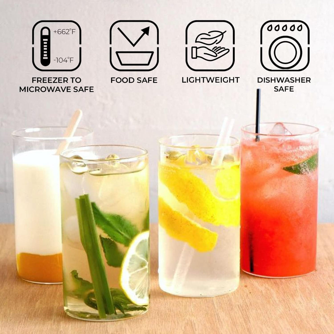 Borosil Trinkgläser, 340 ml, 6 Stück, BPA-frei, Borosilikat-Trinkglas, klares und leichtes Wassergla