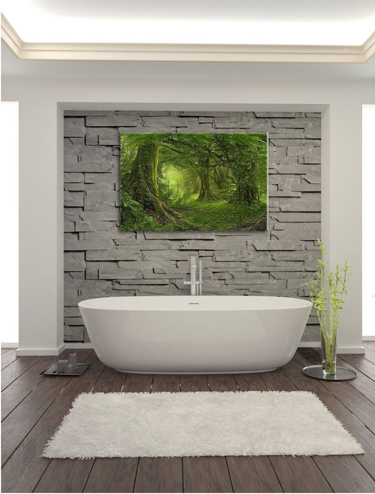 Pixxprint Dschungel im tropischen Regenwald Kunst Buntstift Effekt, Grösse: 60x40cm, Leinwandbild, f