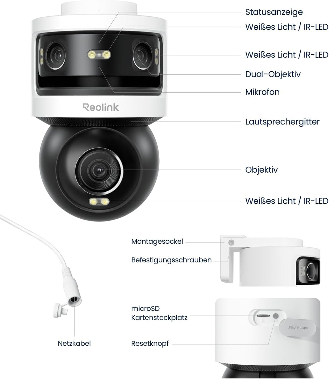 Reolink Überwachungskamera Aussen, 10MP+8MP Dreifachobjektiv, OMVI 3i WiFi | 10MP 180° Panorama &amp; 4K