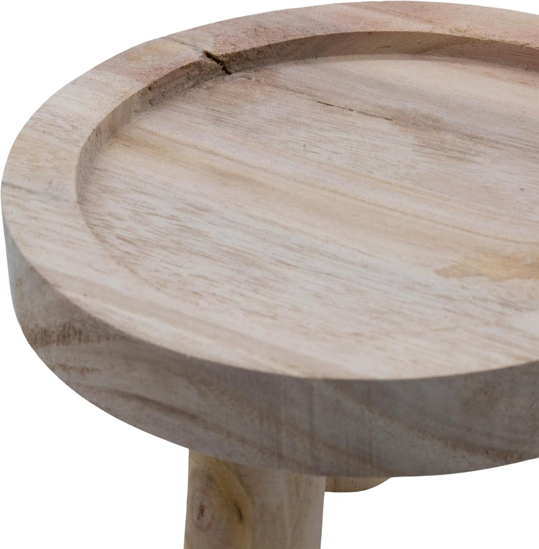 Spetebo Echtholz Blumenhocker mit 3 Beinen - Ø 20 cm - Deko Holz Hocker rund naturbelassen - Massivh