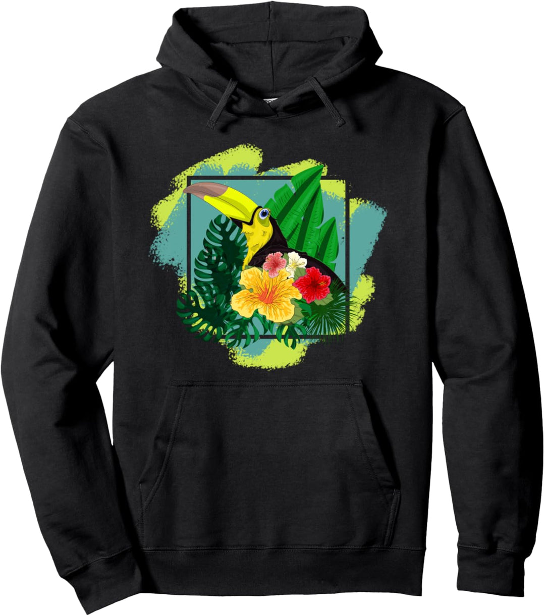 Tropische Blumen Sommerurlaub Vogel Geschenk Tier Tukan Pullover Hoodie