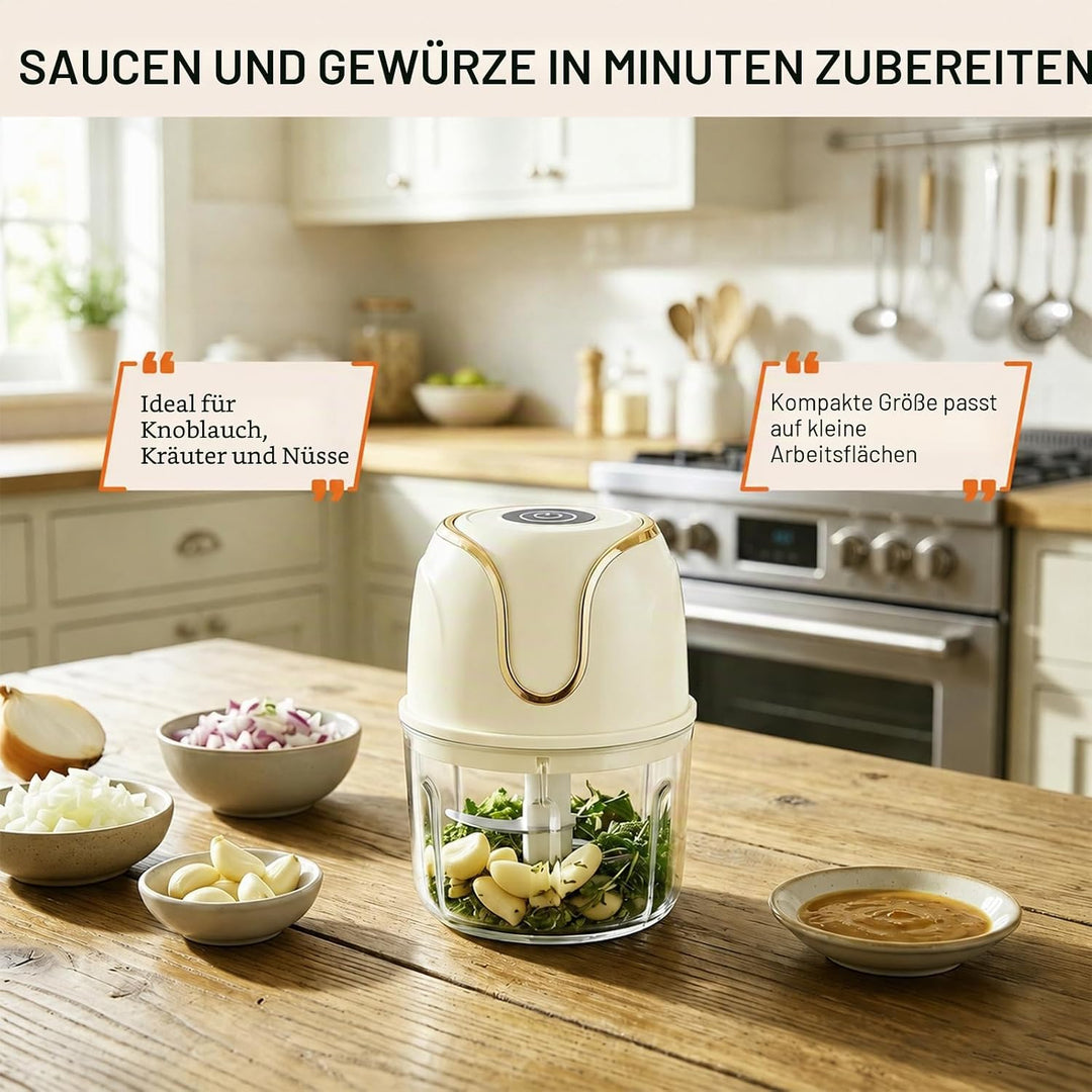 Zwiebel Zerkleinerer, Zerkleinerer Elektrisch Küche 350ml Kleiner Mixer 3 Edelstahlklingen Zerkleine