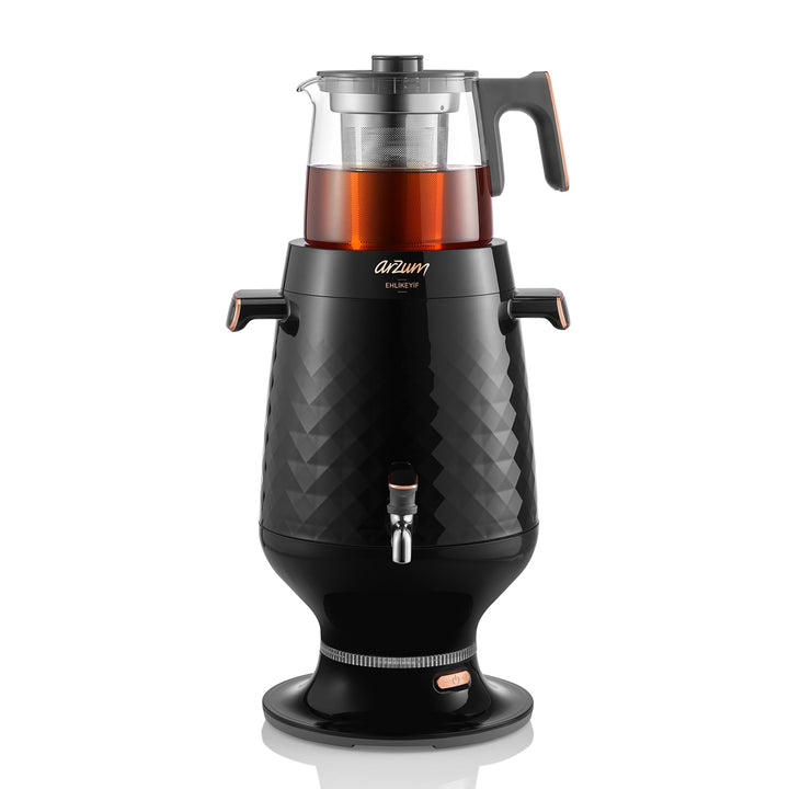 Arzum Ehlikeyf Tea Samovar, TEE MASCHINE, türkische Teekanne 2200 W, Wasserkocher mit 3,5 Liter Fass