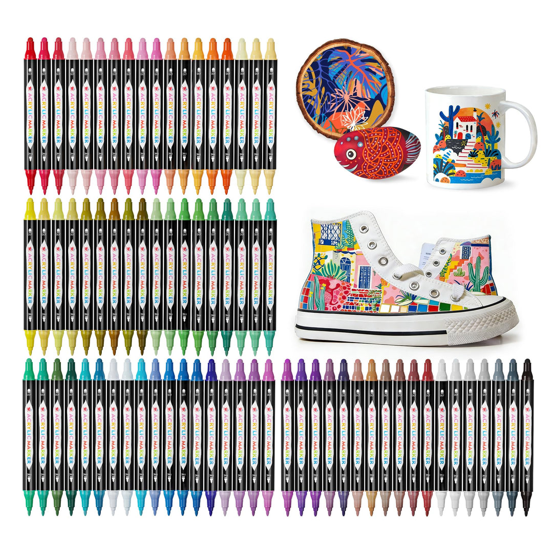 TBC Acrylfarben Set 36 x 60ml Acrylic Paint Set mit 10 Pinseln Wasserfest und Lichtecht Schnell Troc