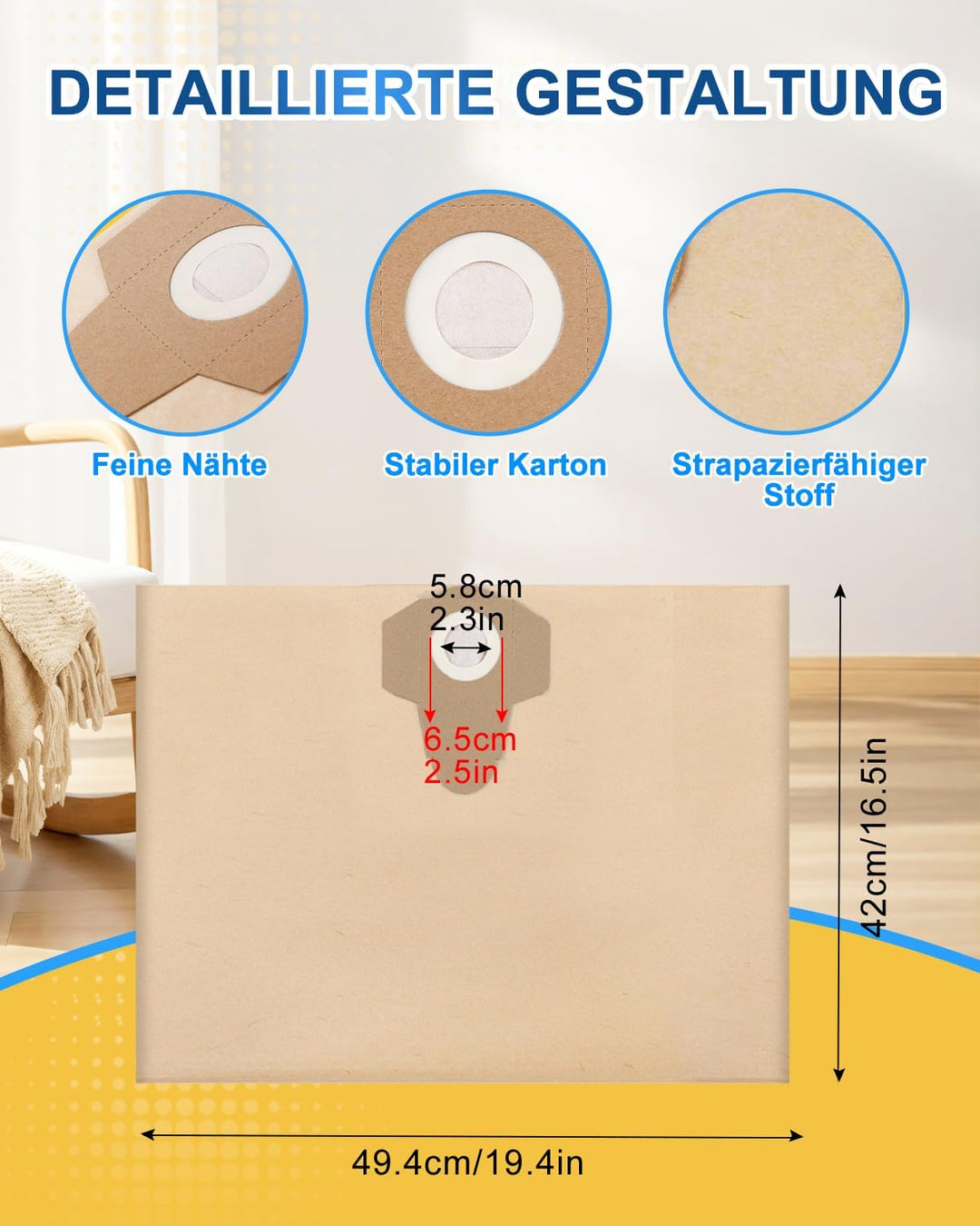 KEEPOW 8 Stück Schmutzfangsack 30L Staubsaugerbeutel für Einhell Nass-Trockensauger TC-VC 1820S 1820
