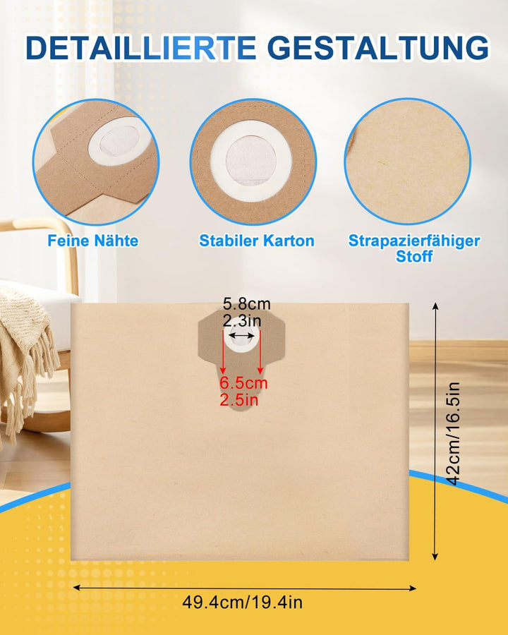 KEEPOW 8 Stück Schmutzfangsack 30L Staubsaugerbeutel für Einhell Nass-Trockensauger TC-VC 1820S 1820