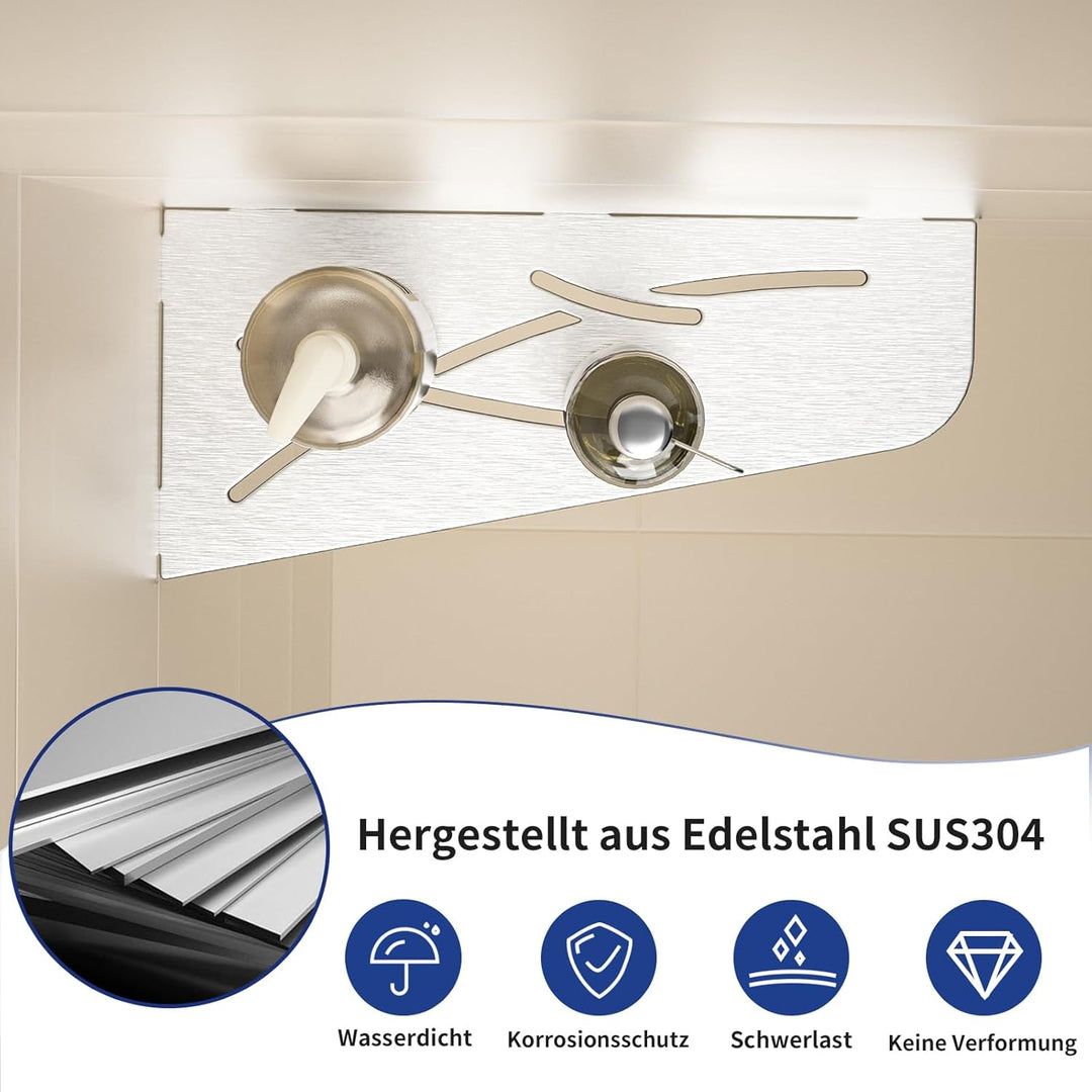 Eck Duschregal mit 3 mm Stärke, Duschablage Ohne Bohren Eckregal Dusche, SUS304 Edelstahl Badezimmer