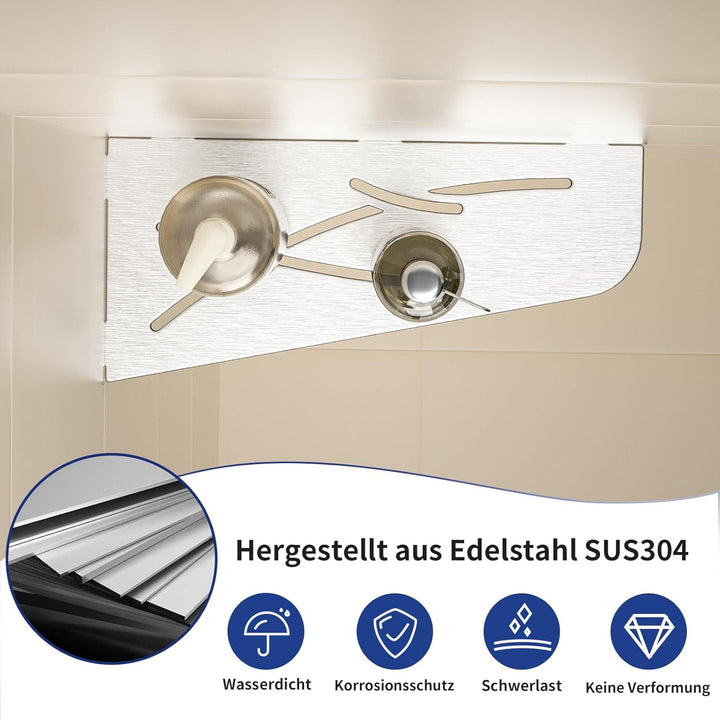 Eck Duschregal mit 3 mm Stärke, Duschablage Ohne Bohren Eckregal Dusche, SUS304 Edelstahl Badezimmer