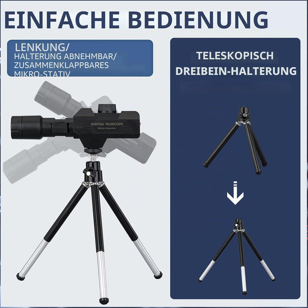 WiFi-Digitalteleskop, 1920 X 1080 HD-Monokularkameramonitor mit Stativ, Mobile Erkennung und Steueru