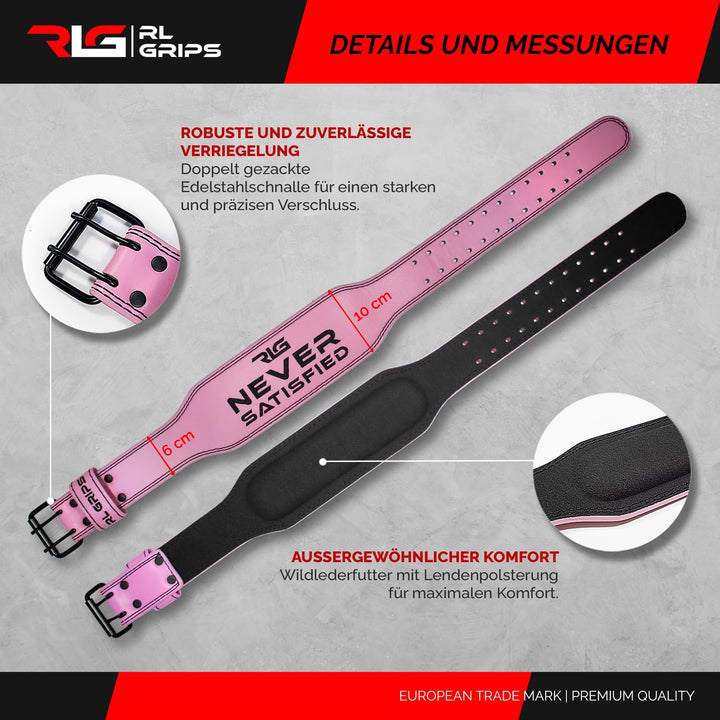 RL Grips - Ledergürtel für Gewichtheben – Lendenwirbelstütze für Muskeltraining – Powerlifting Gürte