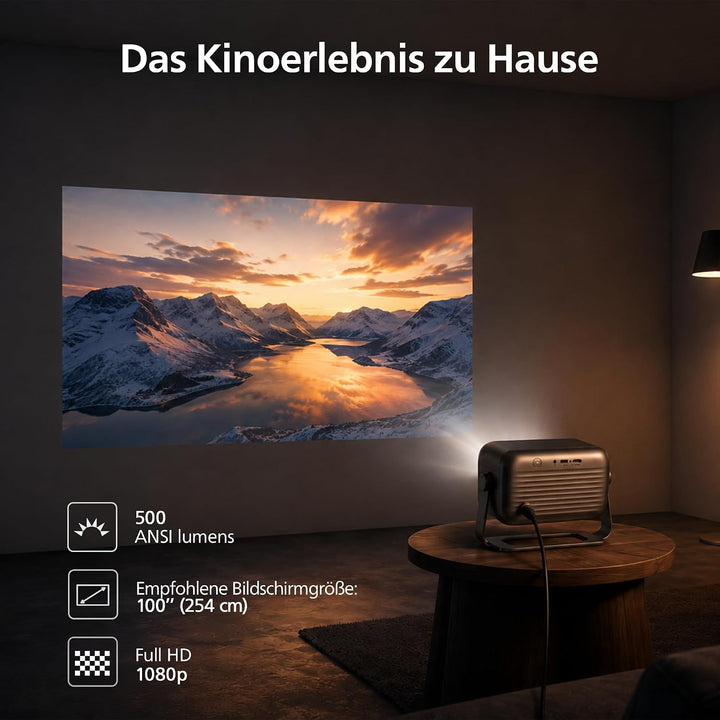 Philips NeoPix 460 Smart Beamer LCD LED Beamer, Full HD 1080p, 500 ANSI Lumen, 100 Zoll Bildschirm,