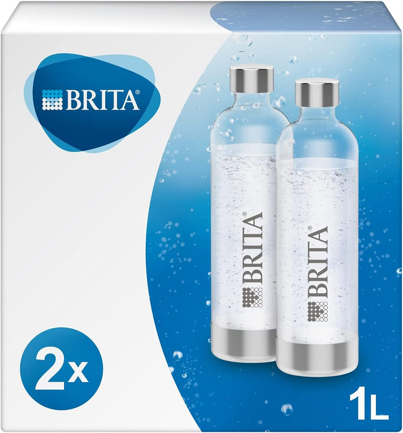 BRITA Flaschen 2er-Pack für Wassersprudler sodaONE | 2X 1 Liter Ersatzflaschen | Leichte, BPA-freie