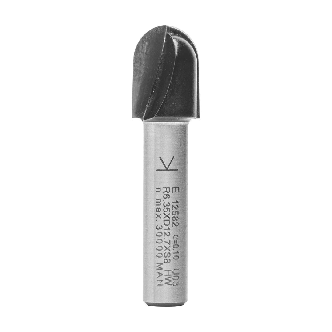 ENT 12582 Wasserrinnenfräser HW, Schaft (S) 8 mm, Durchmesser (D) 12,7 mm, NL 15,9 mm, R 6,35 mm, SL