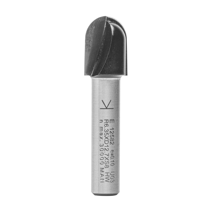 ENT 12582 Wasserrinnenfräser HW, Schaft (S) 8 mm, Durchmesser (D) 12,7 mm, NL 15,9 mm, R 6,35 mm, SL