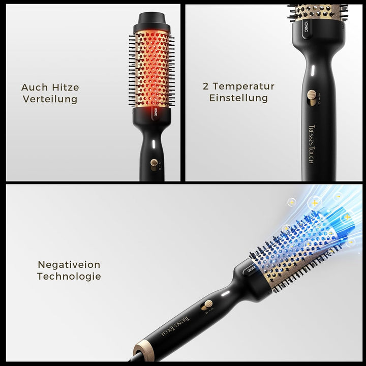 Thermobürste, 1.77 Inch Stylingbürsten Negativ-Ionen, Wärmebürste Rundbürste mit 2 Temperaturstufen,