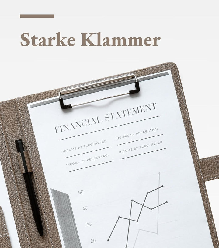 Mymazn Klemmbrett A4 mit Deckel, Mappe A4 Schreibmappe Klemmbrettmappe, PU-Leder Konferenzmappe A4 m