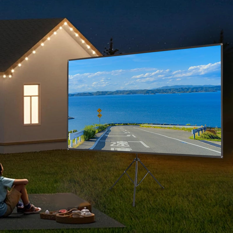 SABUIDDS Beamer Leinwand mit Stativ, 80 Zoll, Tragbar Projektor Leinwand, 16:9, 4K HD Projektion Lei