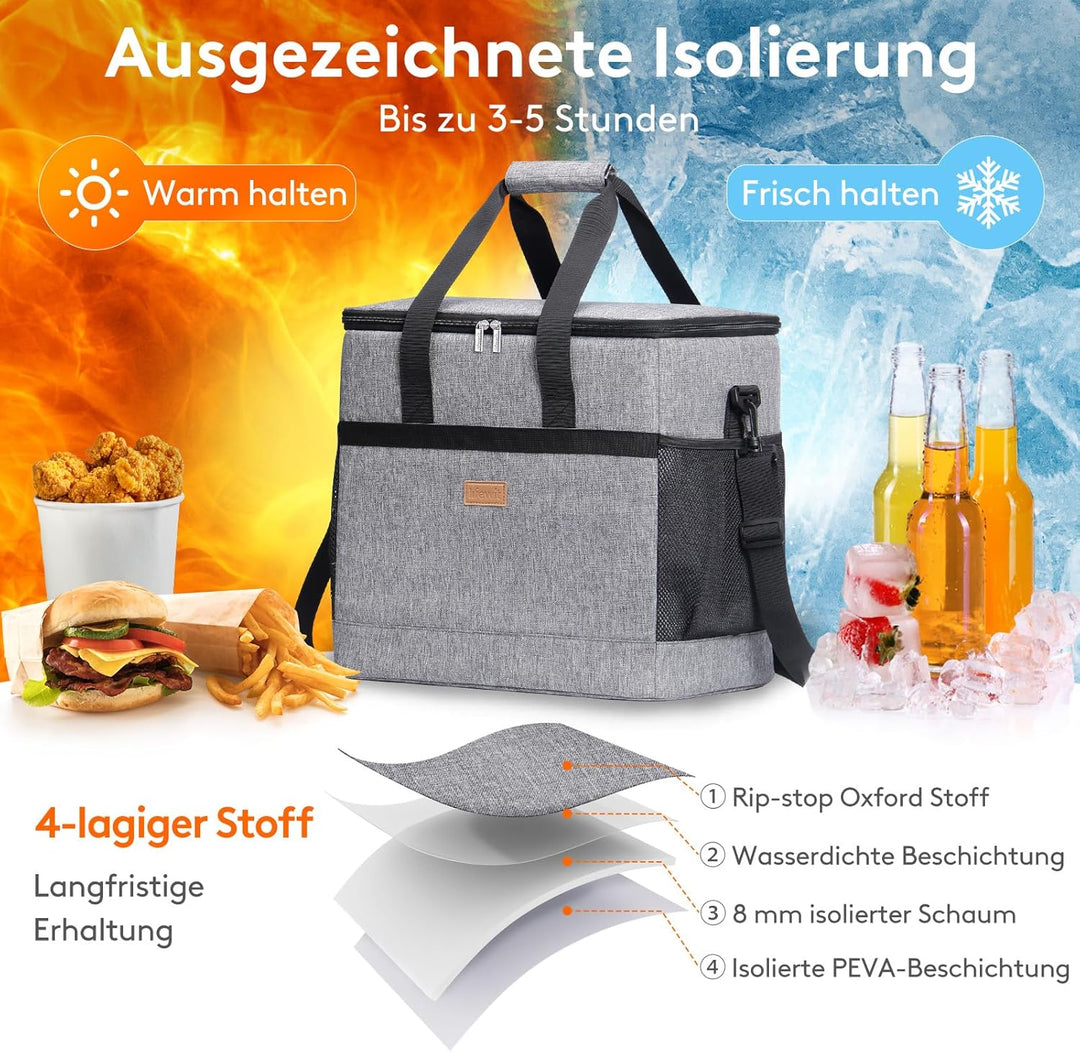 Lifewit 40L Kühltasche Gross faltbar Kühlkorb Kühlbox Isoliertasche Thermotasche Picknicktasche für