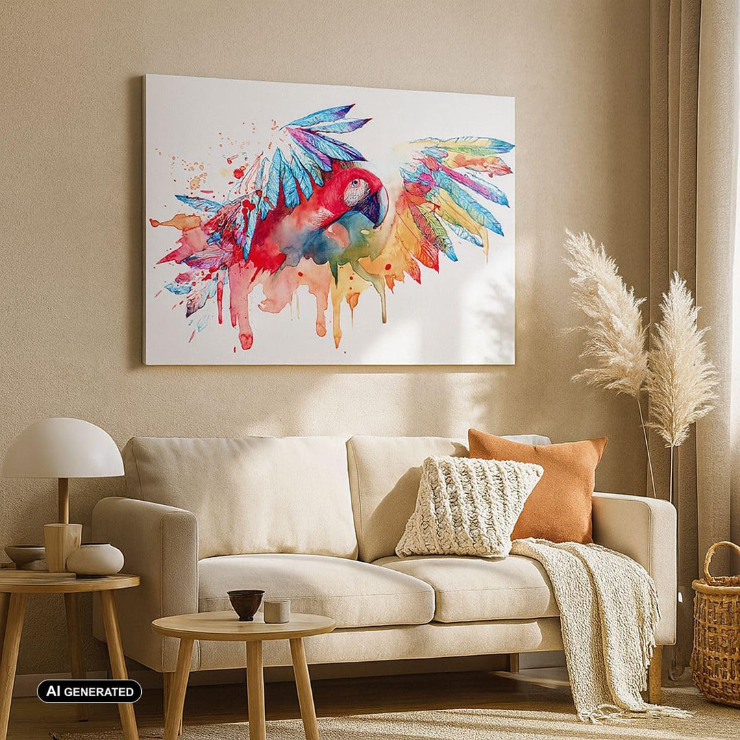 Bilder auf Leinwand 100x70cm Leinwandbild Natur Malerei Papagei Kinder Gross Wanddeko Bild Schlafzim
