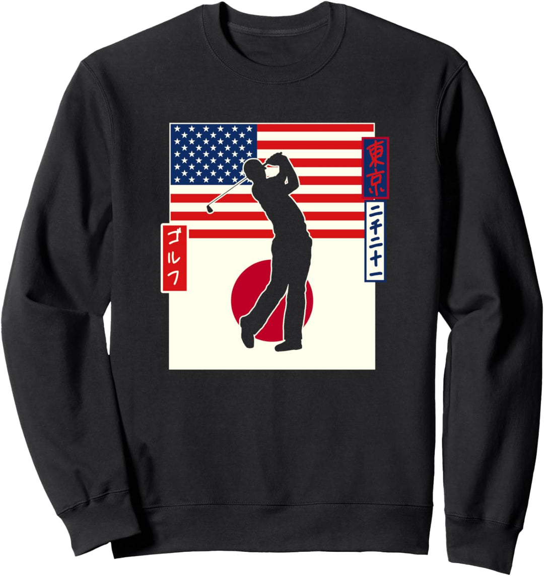 Golfschwung USA & Japan Flagge Kanji Japanisches Sweatshirt