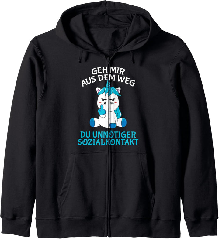 Geh mir aus dem Weg du unnötiger Sozialkontakt Einhorn Kapuzenjacke