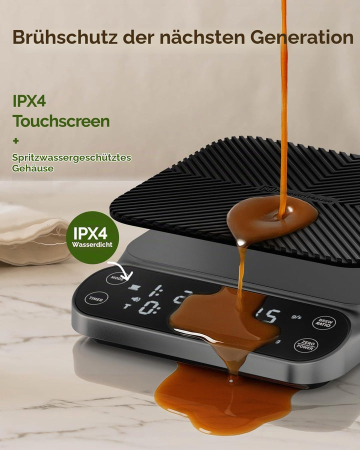 Maestri House S3 Kaffeewaage mit Timer, 3kg/0,1g Wiederaufladbar Digitale Espresso Waage, 3 Brühmodi