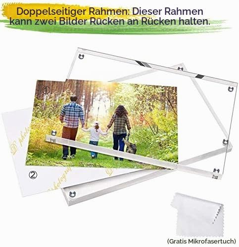 Boxalls Bilderrahmen 10 x 15 cm(4 x 6 inch), Acryl Magnetischer Fotorahmen, Doppelseitiges Rahmenlos