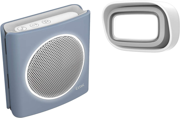 EXTEL diBi Flash Soft Grey Funk Türklingel, bis zu 200m Reichweite, Grau / Blau