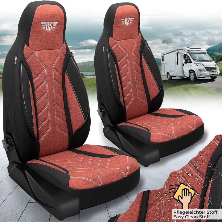 BREMER SITZBEZÜGE Wohnmobil Schonbezüge für FIAT Ducato Jumper Boxer PLKT202 PLKT202 - Schwarz/Rot,