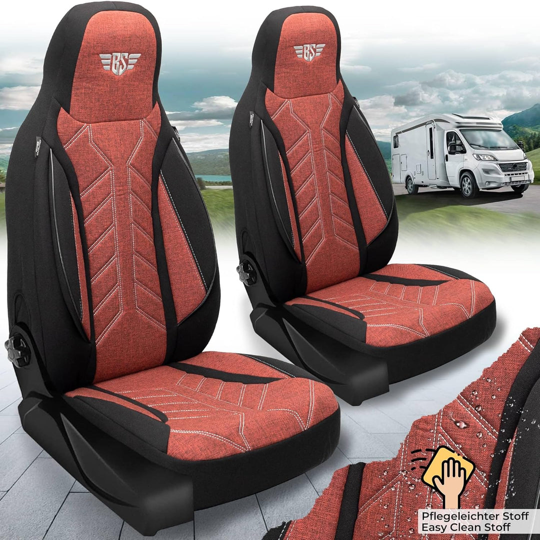 BREMER SITZBEZÜGE Wohnmobil Schonbezüge für La Marca Ducato Jumper Boxer PLKT202 PLKT202 - Schwarz/R