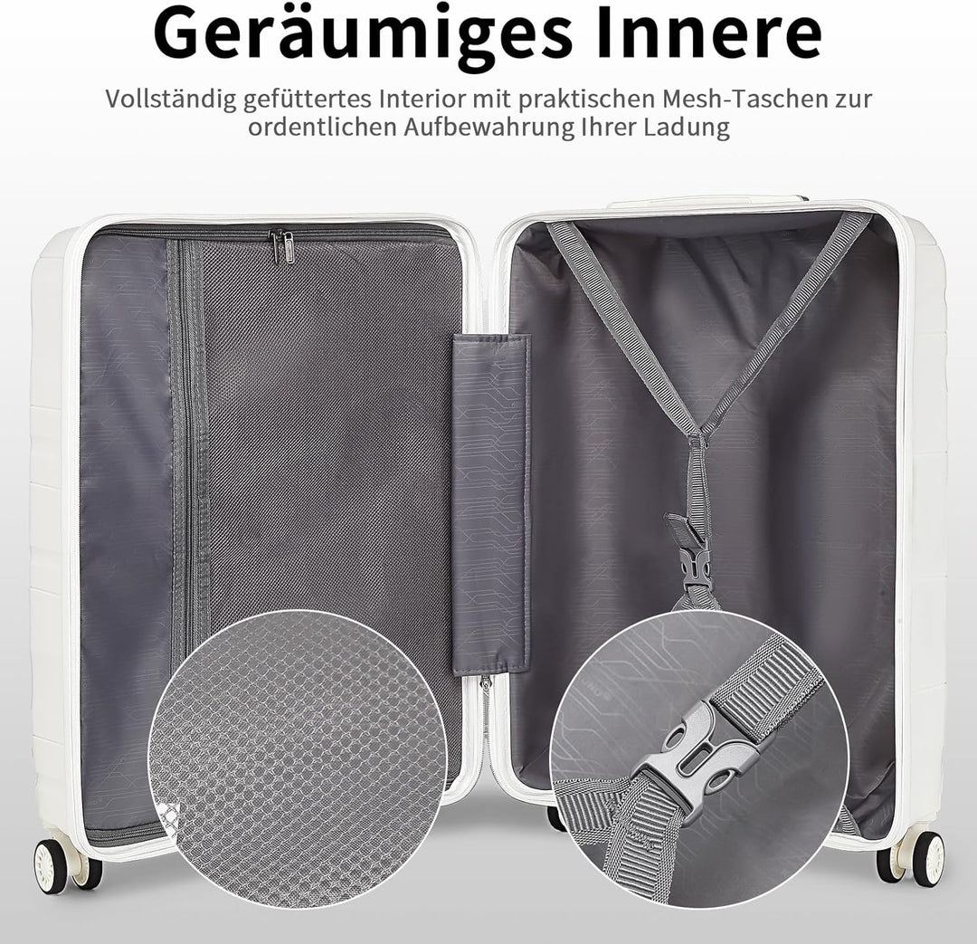 KONO Handgepäck Koffer Trolleys 55cm Leicht Hartschalenkoffer Reisekoffer mit 4 Rollen und TSA Schlo