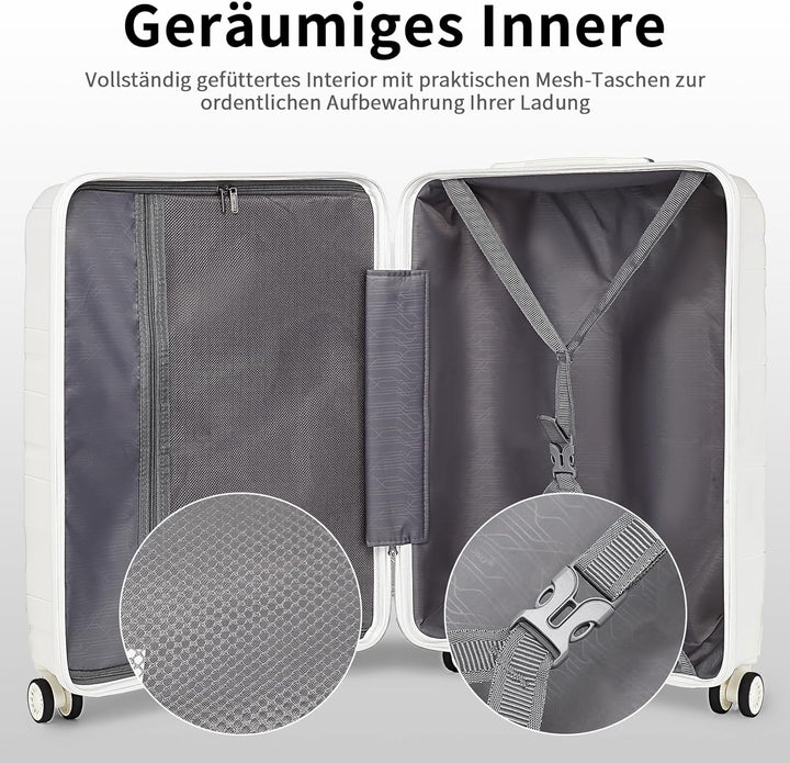 KONO Handgepäck Koffer Trolleys 55cm Leicht Hartschalenkoffer Reisekoffer mit 4 Rollen und TSA Schlo