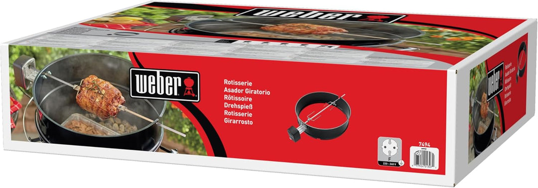 Weber Drehspiess für 57 cm Holzkohlegrills - Motorbetriebener Spiess für gleichmässiges Grillen von