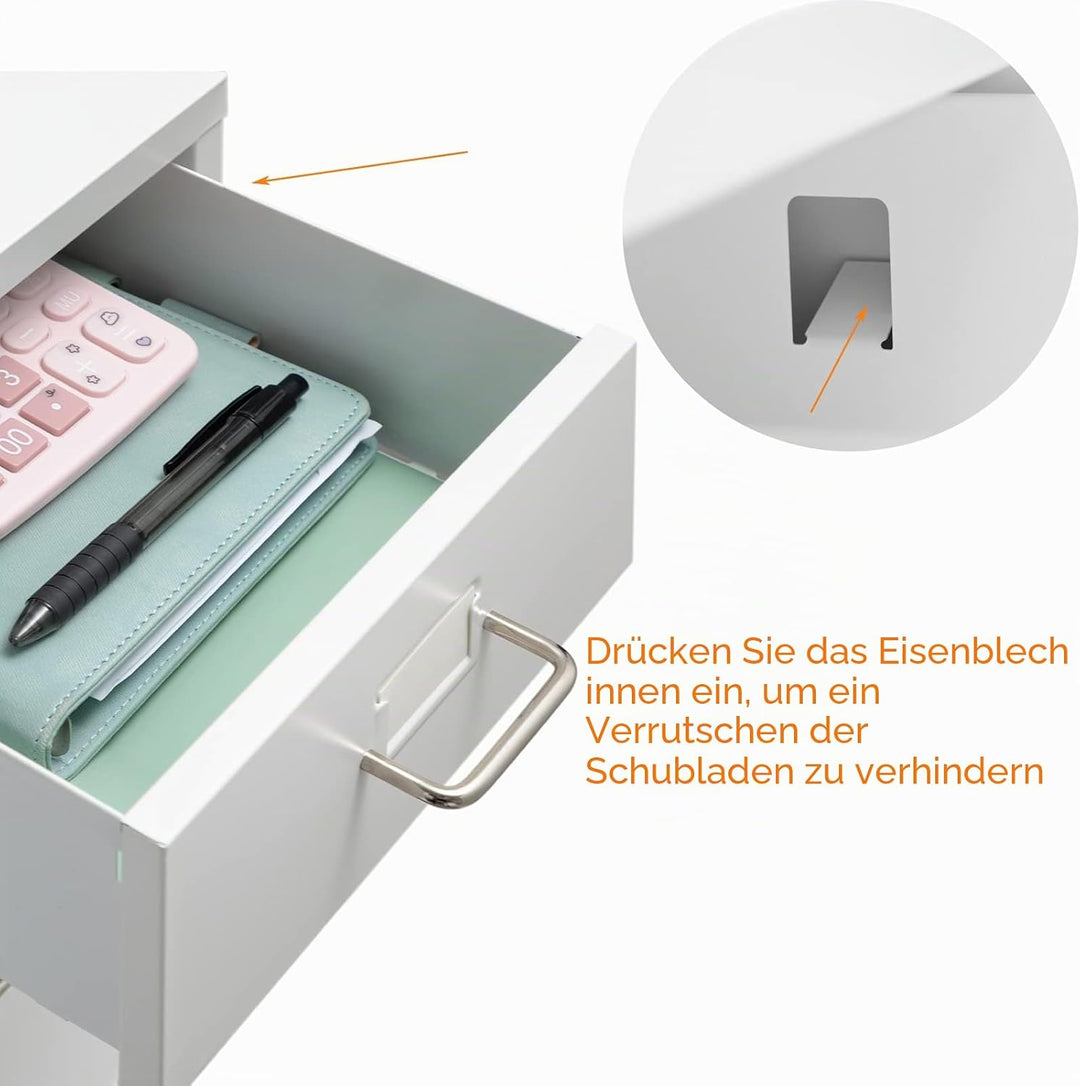 HollyHOME Mobiler Aktenschrank mit 3 Schubladen, rollbarer Aktenordner unter dem Schreibtisch, Aufbe