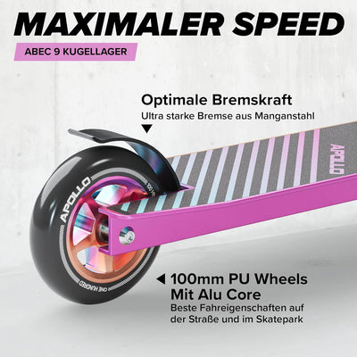 Apollo Stunt Scooter - Genius Pro | Robuster Kinder Scooter mit ABEC 9 Kugellager | Trick Roller, Tr