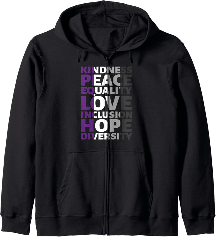 Kindness Peace Equality Kleidung LGBT Asexuell Regenbogen Kapuzenjacke
